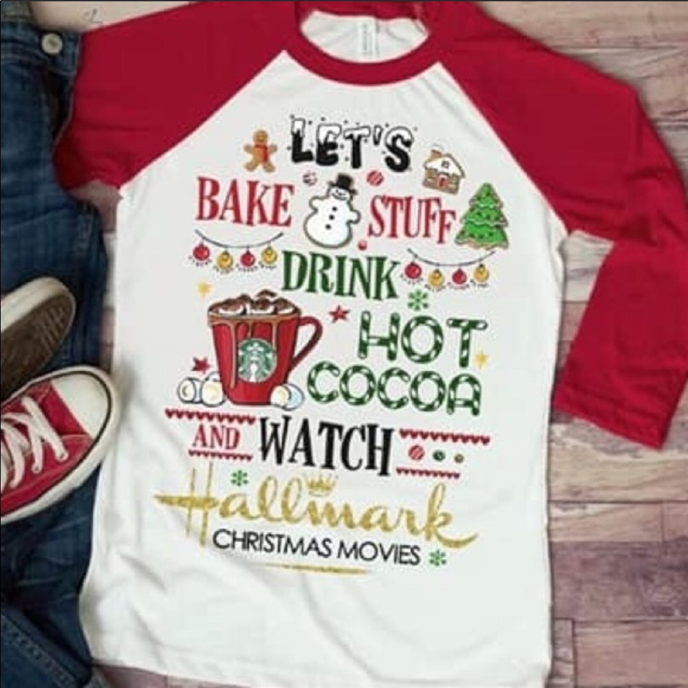 2 Christmas Raglan Red Sleeves Shirt Sublimation